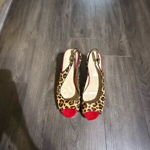Nine West Leopard Print Red Peep Toe Heels